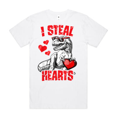 Boys Valentines Day Kids Dinosaur T rex Lover I Steal Hearts Thumbnail