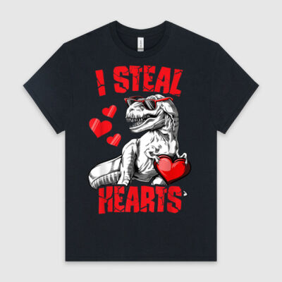 Boys Valentines Day Kids Dinosaur T rex Lover I Steal Hearts Thumbnail