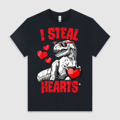 Boys Valentines Day Kids Dinosaur T rex Lover I Steal Hearts Thumbnail