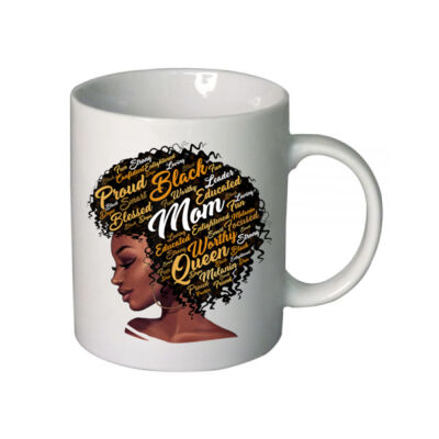 Happy Mother s Day Black Mom Queen Afro African Woman - Boutique Ceramic Mug Thumbnail
