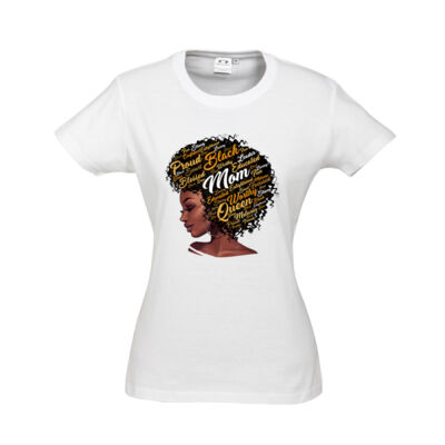 Happy Mother s Day Black Mom Queen Afro African Woman - Womens Ice Cotton Tee sz6 - sz24 Thumbnail