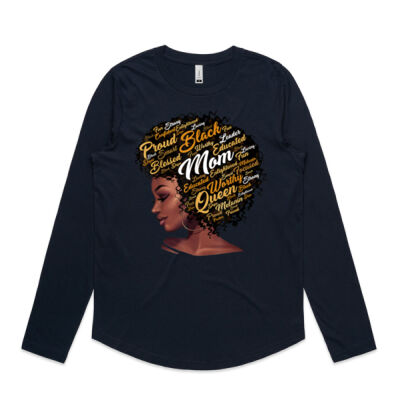 Happy Mother s Day Black Mom Queen Afro African Woman - AS Colour Women's Curve Longsleeve - 4055 Thumbnail