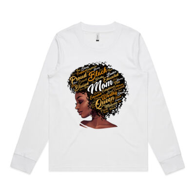 Happy Mother s Day Black Mom Queen Afro African Woman - Women's Dice Long Sleeve Tee Thumbnail