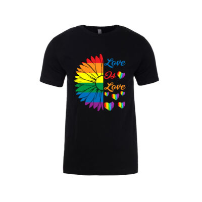 Lgbt Love Is Love Sunflower - Mens Slim Cotton Tee (Same Day) Thumbnail