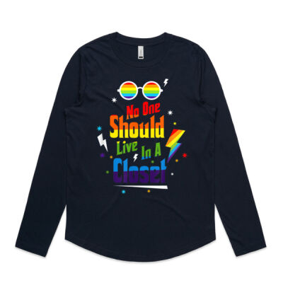 No One Should Live In A Closet LGBT-Q Gay Pride Proud Ally - AS Colour Women's Curve Longsleeve - 4055 Thumbnail