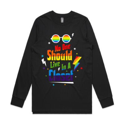 No One Should Live In A Closet LGBT-Q Gay Pride Proud Ally - Base Longsleeve Tee (Same Day) Thumbnail