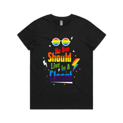 No One Should Live In A Closet LGBT-Q Gay Pride Proud Ally - Maple Tee (Same Day) Thumbnail