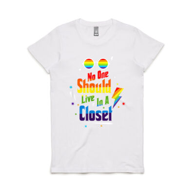 No One Should Live In A Closet LGBT-Q Gay Pride Proud Ally - Women's Maple Tee Thumbnail