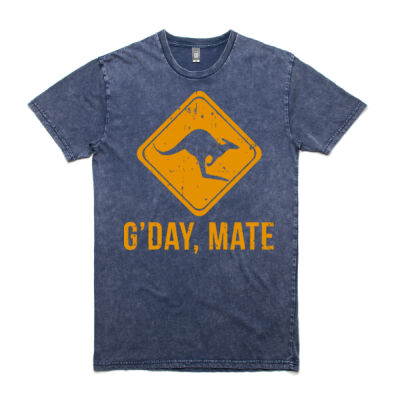 G’day Mate Funny Kangaroo - Stone Wash Staple Tee Thumbnail