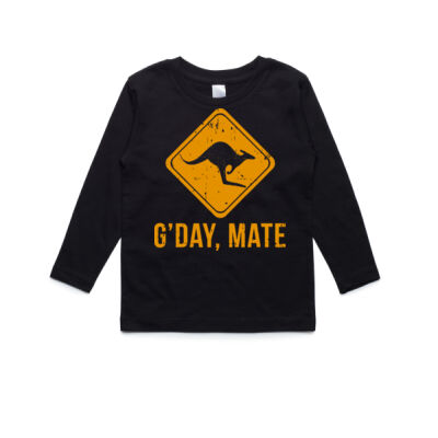 G’day Mate Funny Kangaroo - AS Colour Kids Longsleeve Tee Thumbnail