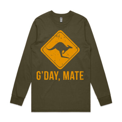 G’day Mate Funny Kangaroo - Mens Base Longsleeve Tee Thumbnail