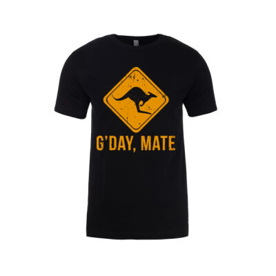 G’day Mate Funny Kangaroo - Mens Slim Cotton Tee (Same Day) Thumbnail